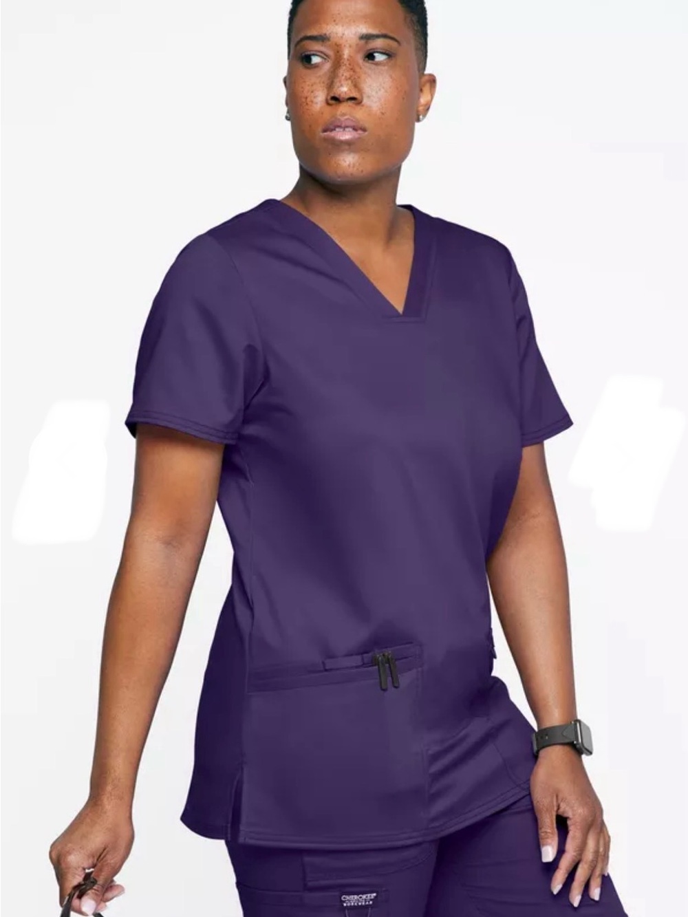 Cherokee V-Neck Scrub Set in grape